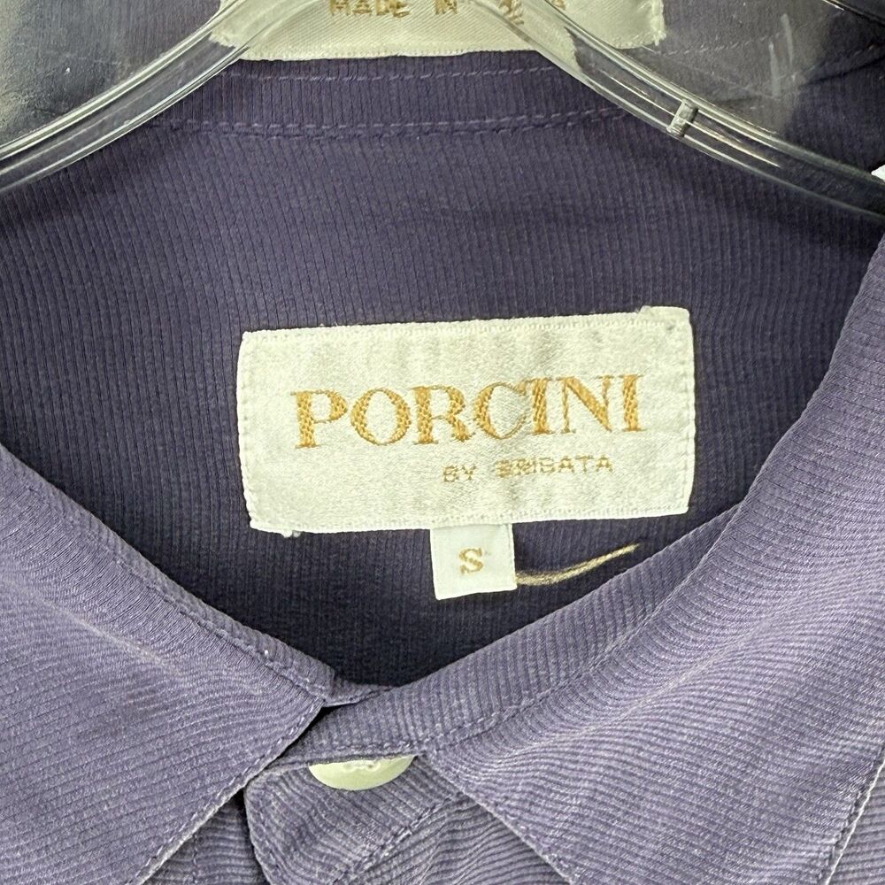 Porcini by Brietta 100% Silk Button Down Shirt Purple Mens Small Classic - Picture 11 of 16